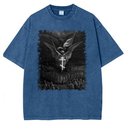 Angel Over Crusaders Snowflake Vintage Cotton T-Shirt