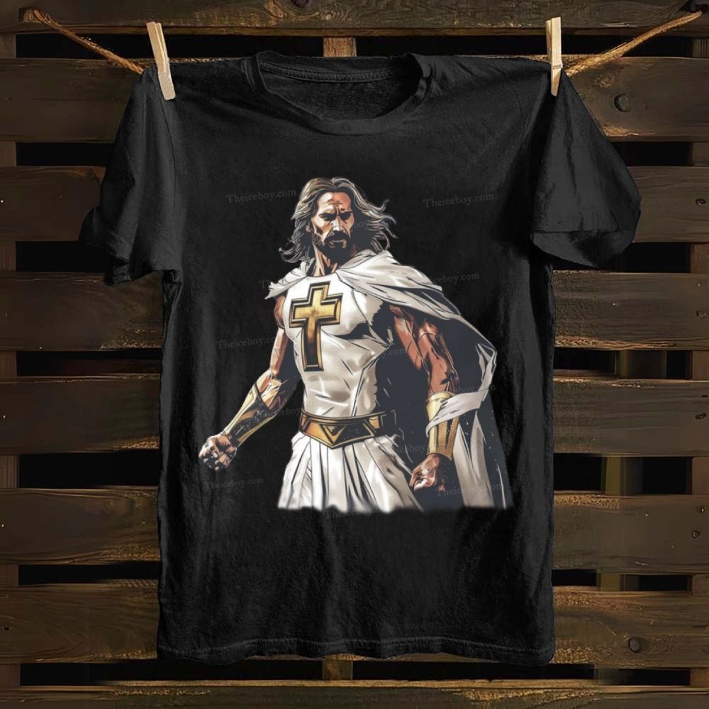 Superhero-style illustrations of Jesus Christ Cotton T-shirt