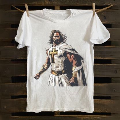 Superhero-style illustrations of Jesus Christ Cotton T-shirt