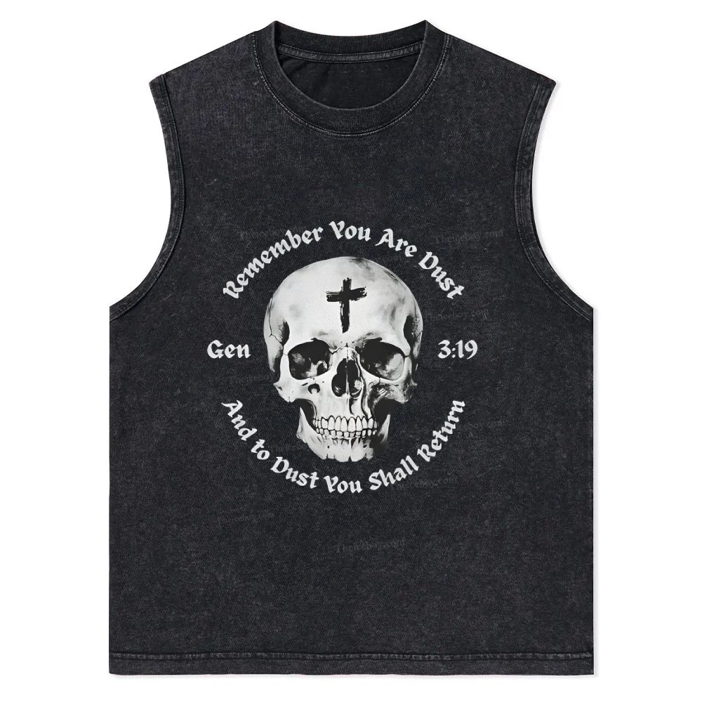 Gen 3:19 Remember You Are Dust Memento Mori Skull Christian Snowflake Washed Vest