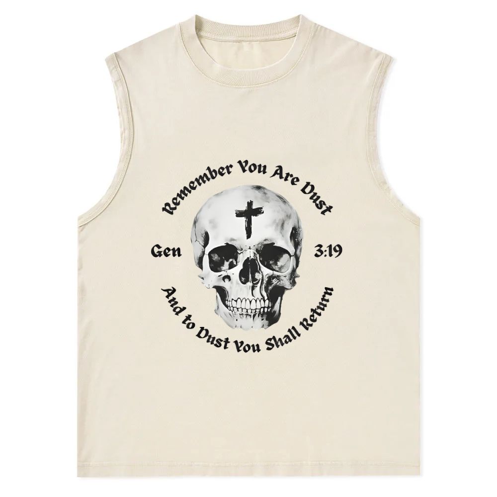 Gen 3:19 Remember You Are Dust Memento Mori Skull Christian Snowflake Washed Vest