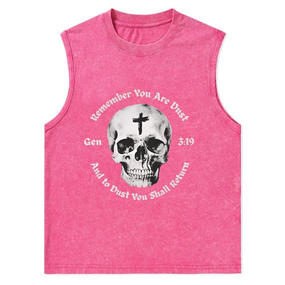 Gen 3:19 Remember You Are Dust Memento Mori Skull Christian Snowflake Washed Vest
