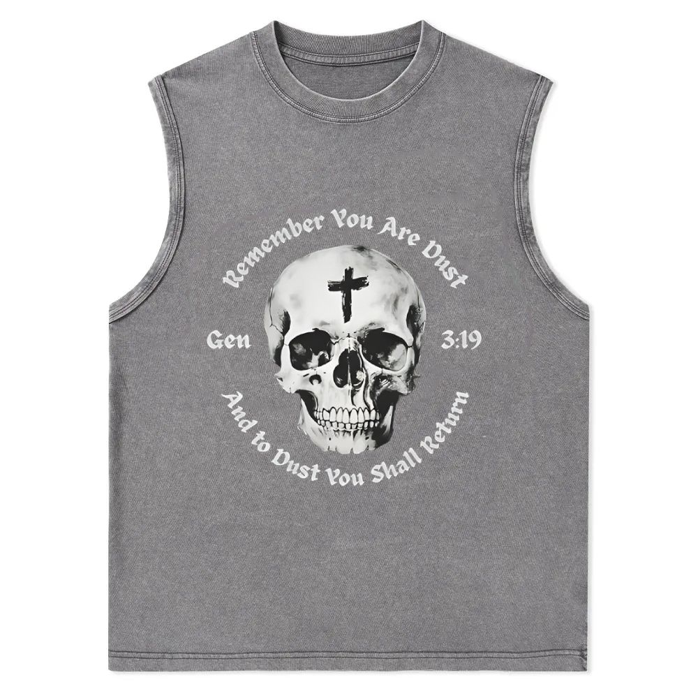 Gen 3:19 Remember You Are Dust Memento Mori Skull Christian Snowflake Washed Vest