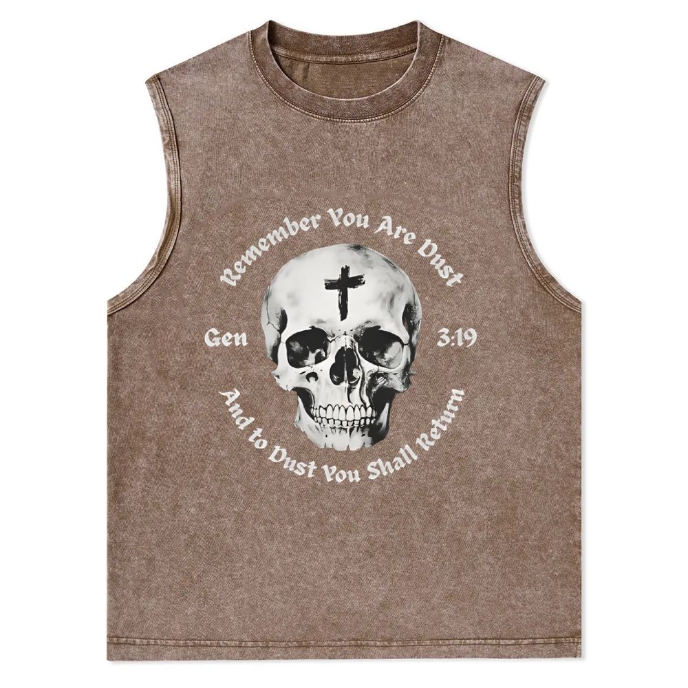 Gen 3:19 Remember You Are Dust Memento Mori Skull Christian Snowflake Washed Vest