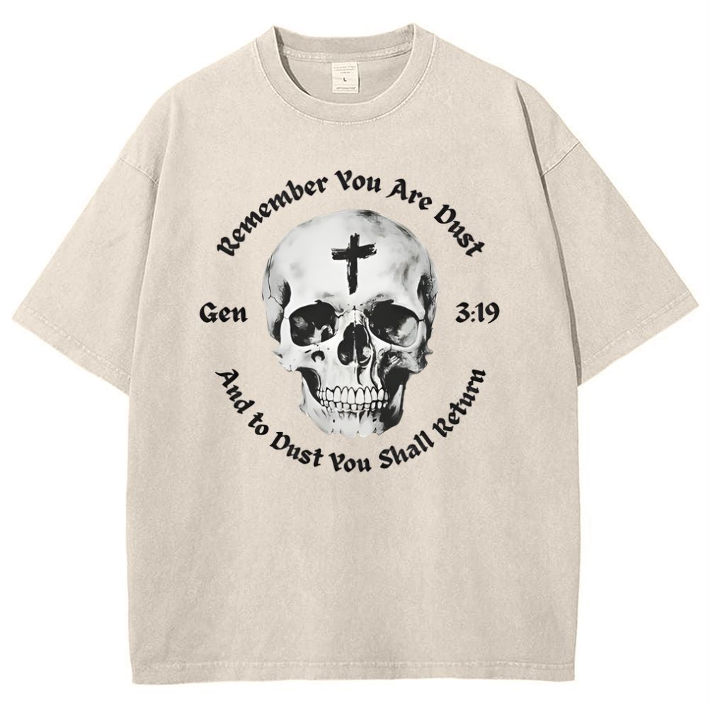 Gen 3:19 Remember You Are Dust Memento Mori Skull Snowflake Vintage Cotton T-Shirt