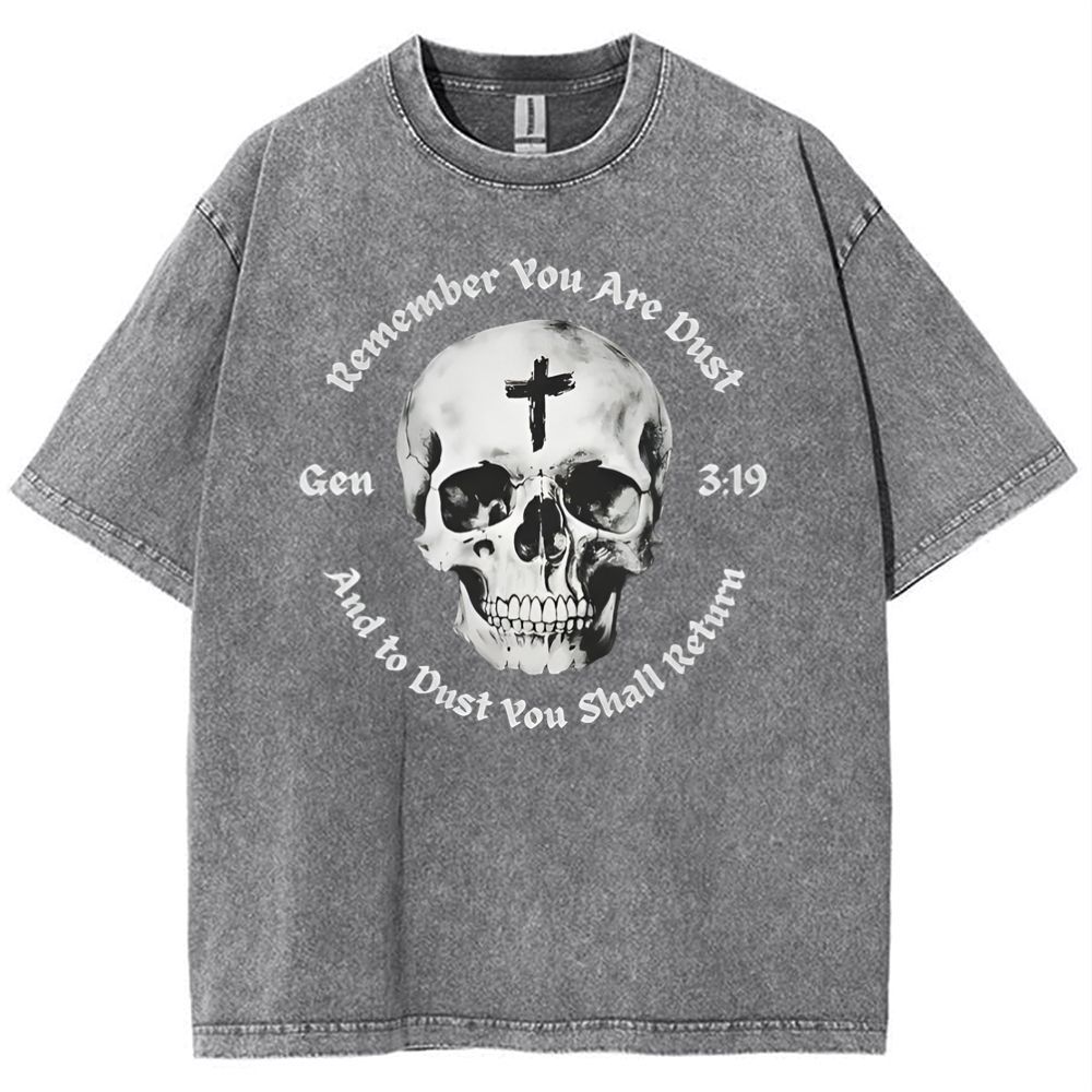 Gen 3:19 Remember You Are Dust Memento Mori Skull Snowflake Vintage Cotton T-Shirt