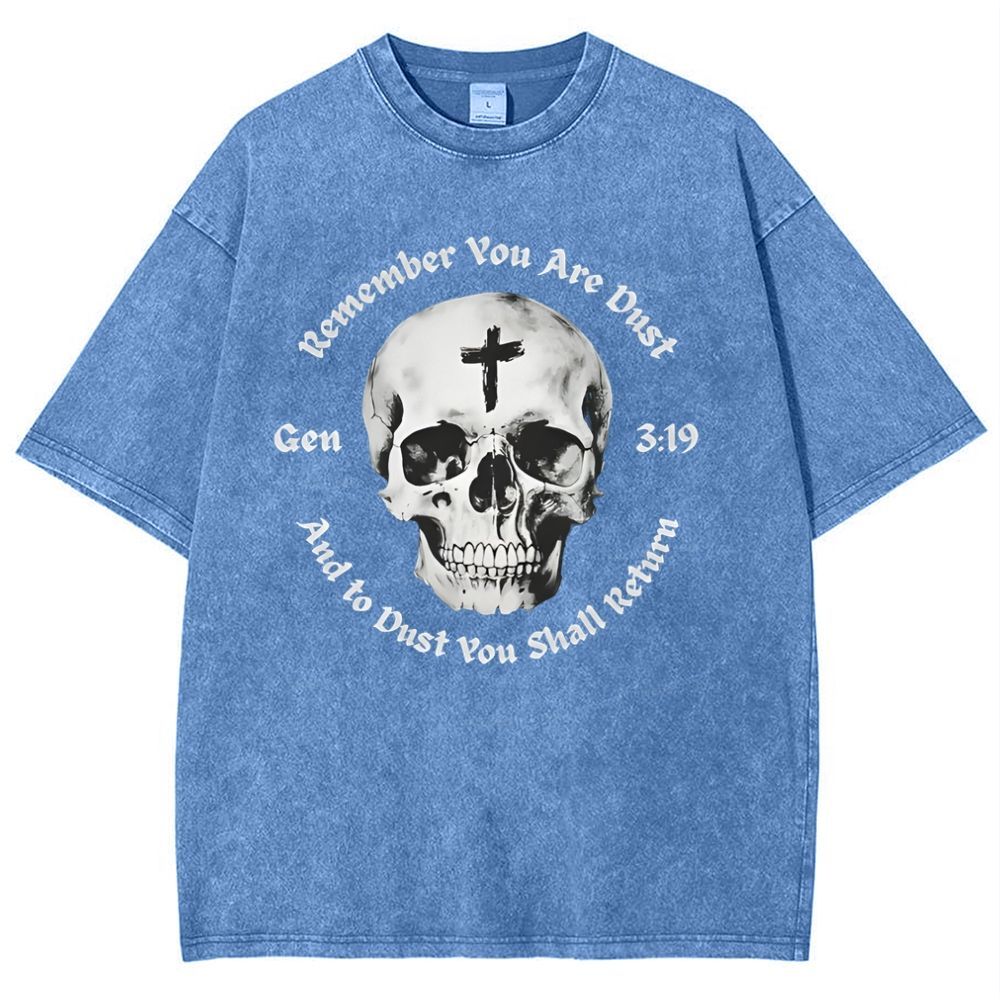 Gen 3:19 Remember You Are Dust Memento Mori Skull Snowflake Vintage Cotton T-Shirt