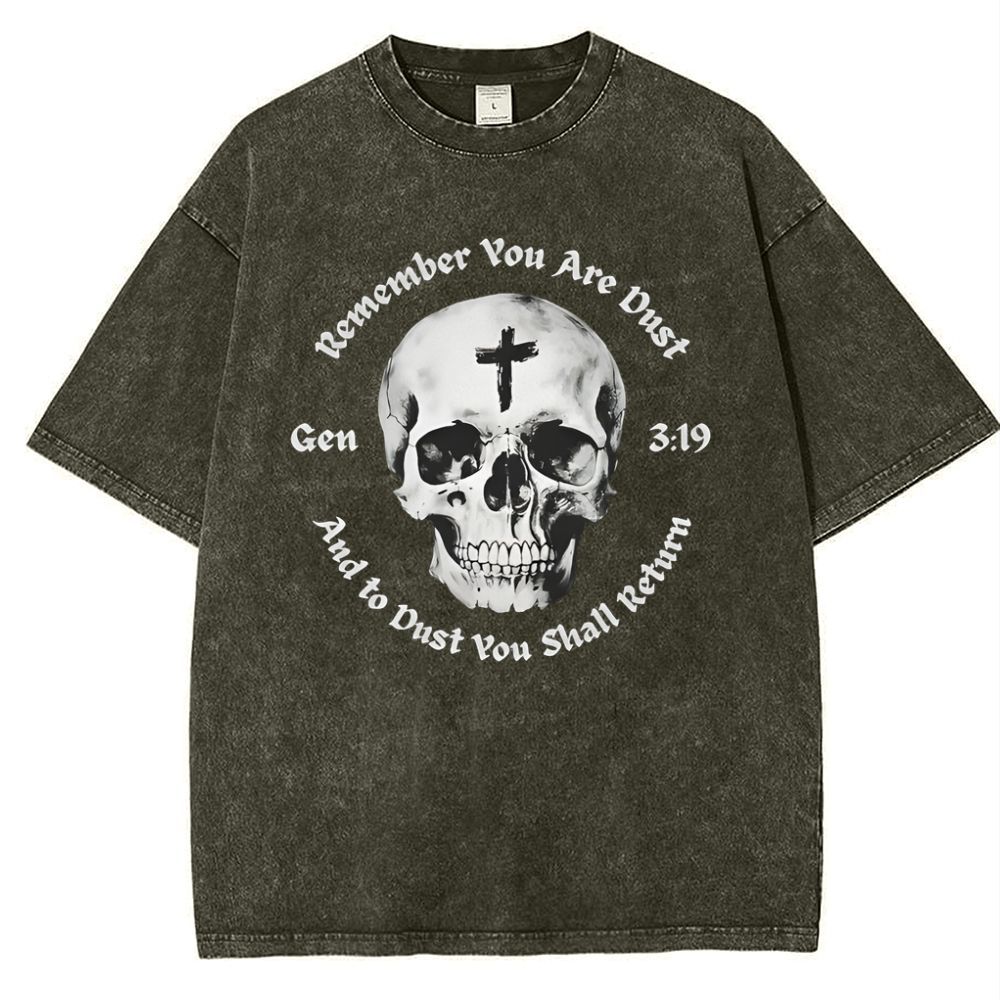 Gen 3:19 Remember You Are Dust Memento Mori Skull Snowflake Vintage Cotton T-Shirt