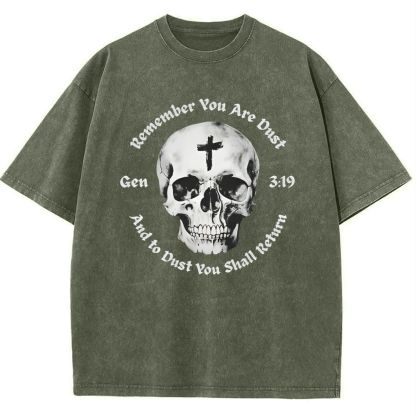 Gen 3:19 Remember You Are Dust Memento Mori Skull Snowflake Vintage Cotton T-Shirt