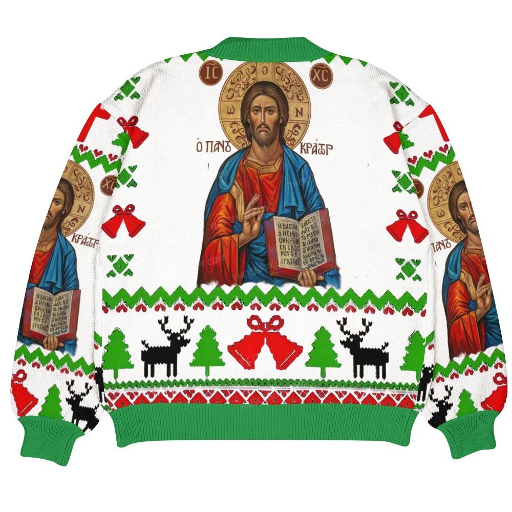 Orthodox Jesus Christ Ugly Christmas Ugly Cardigan Sweater