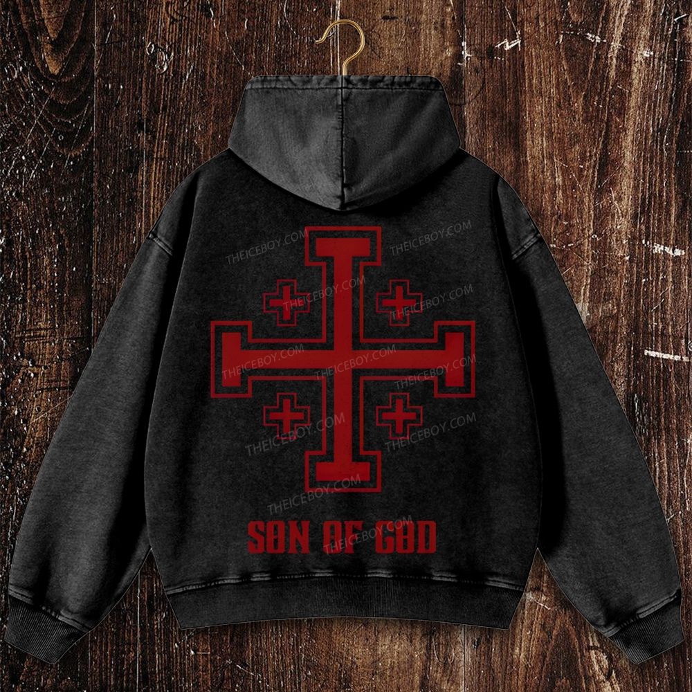 Crusader gear son of God shirt Christian Washed Hoodie