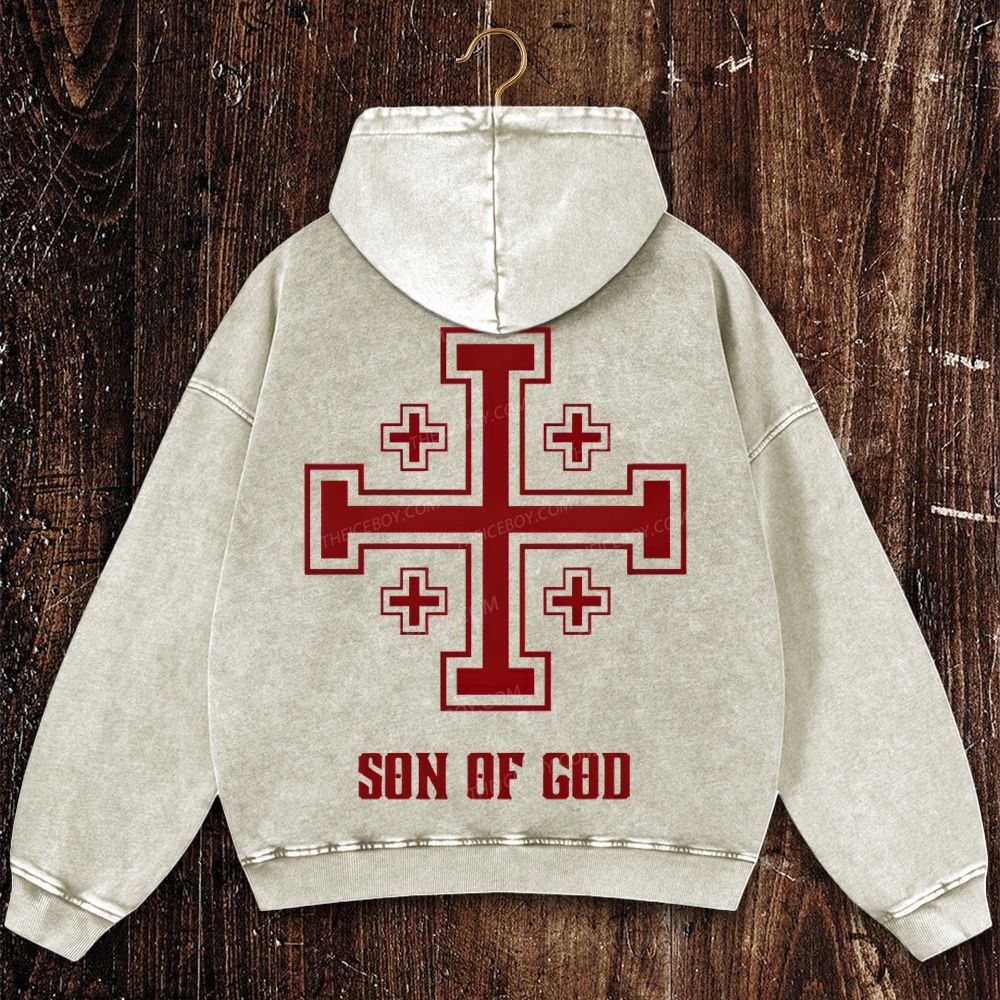 Crusader gear son of God shirt Christian Washed Hoodie