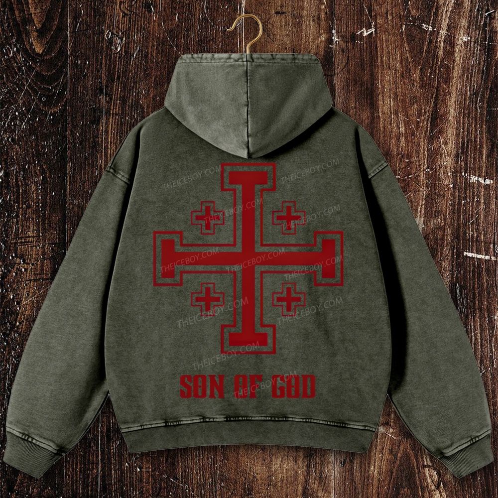 Crusader gear son of God shirt Christian Washed Hoodie