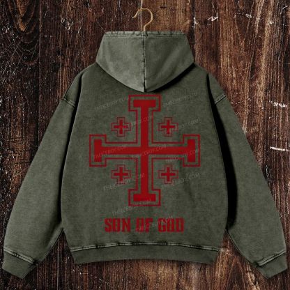 Crusader gear son of God shirt Christian Washed Hoodie