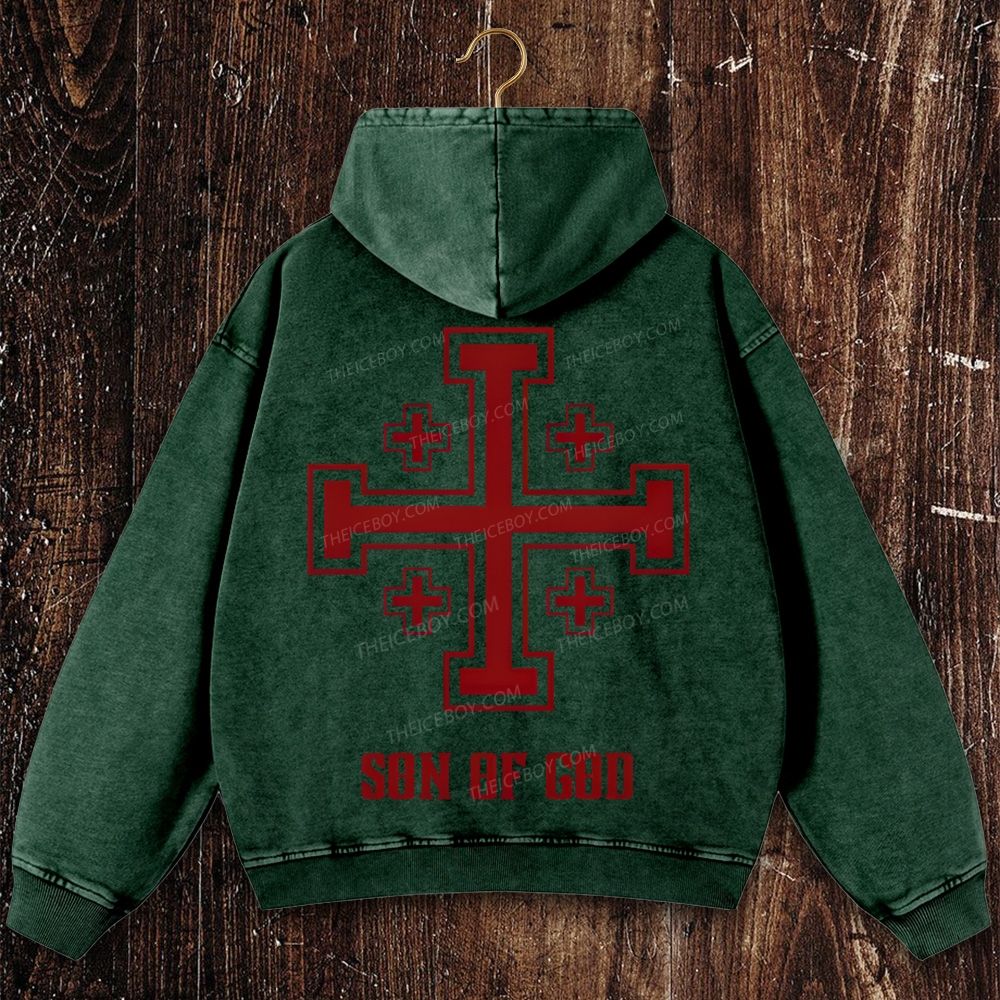 Crusader gear son of God shirt Christian Washed Hoodie