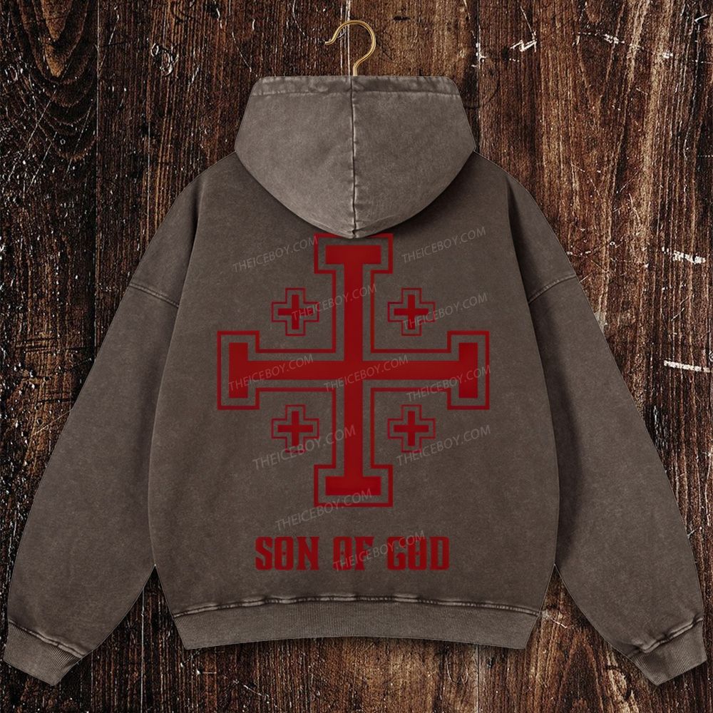 Crusader gear son of God shirt Christian Washed Hoodie