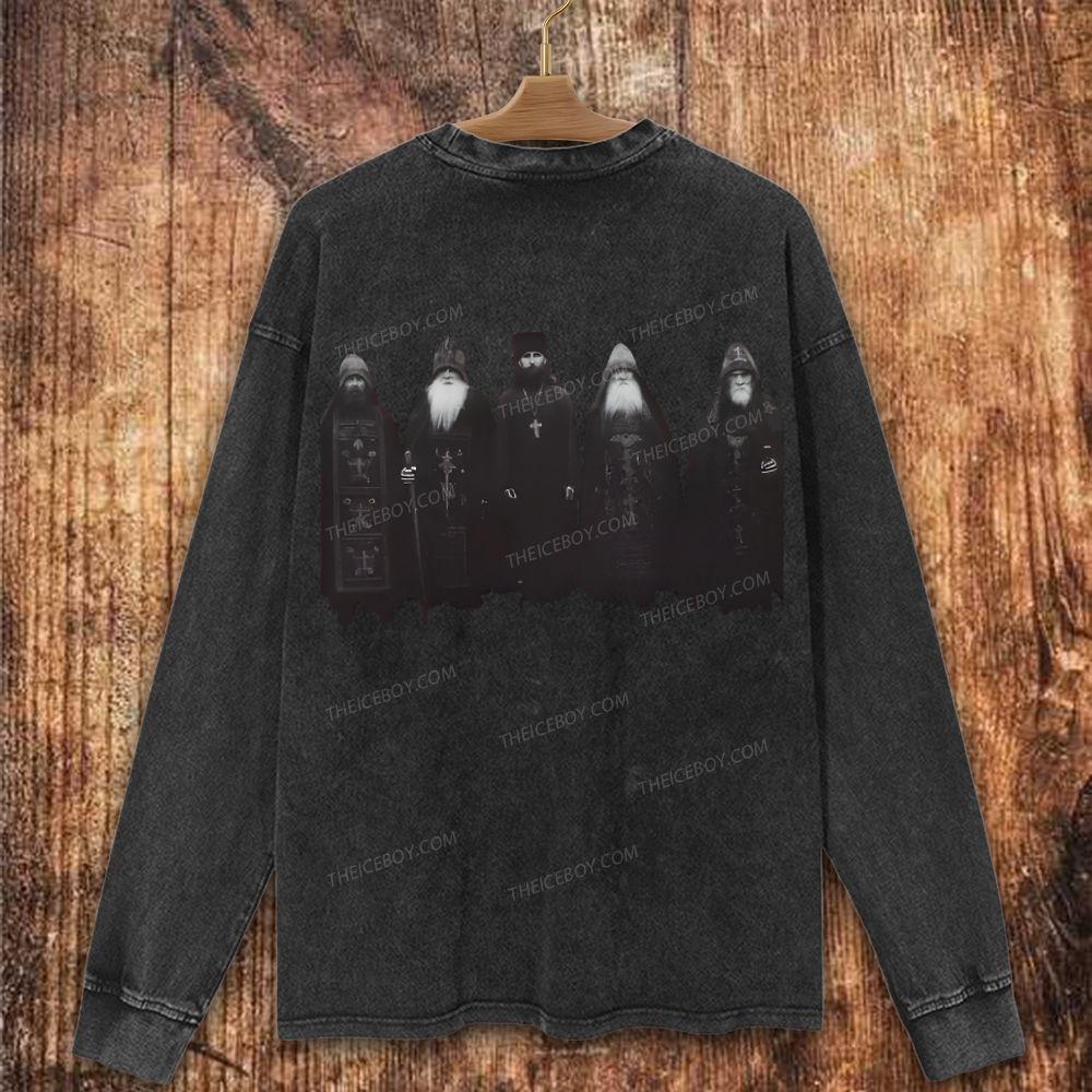 Orthodox Monks Vintage Vibe Christian Washed Sweatshirt