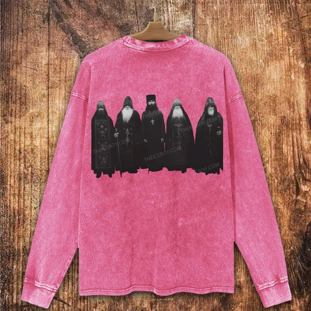 Orthodox Monks Vintage Vibe Christian Washed Sweatshirt