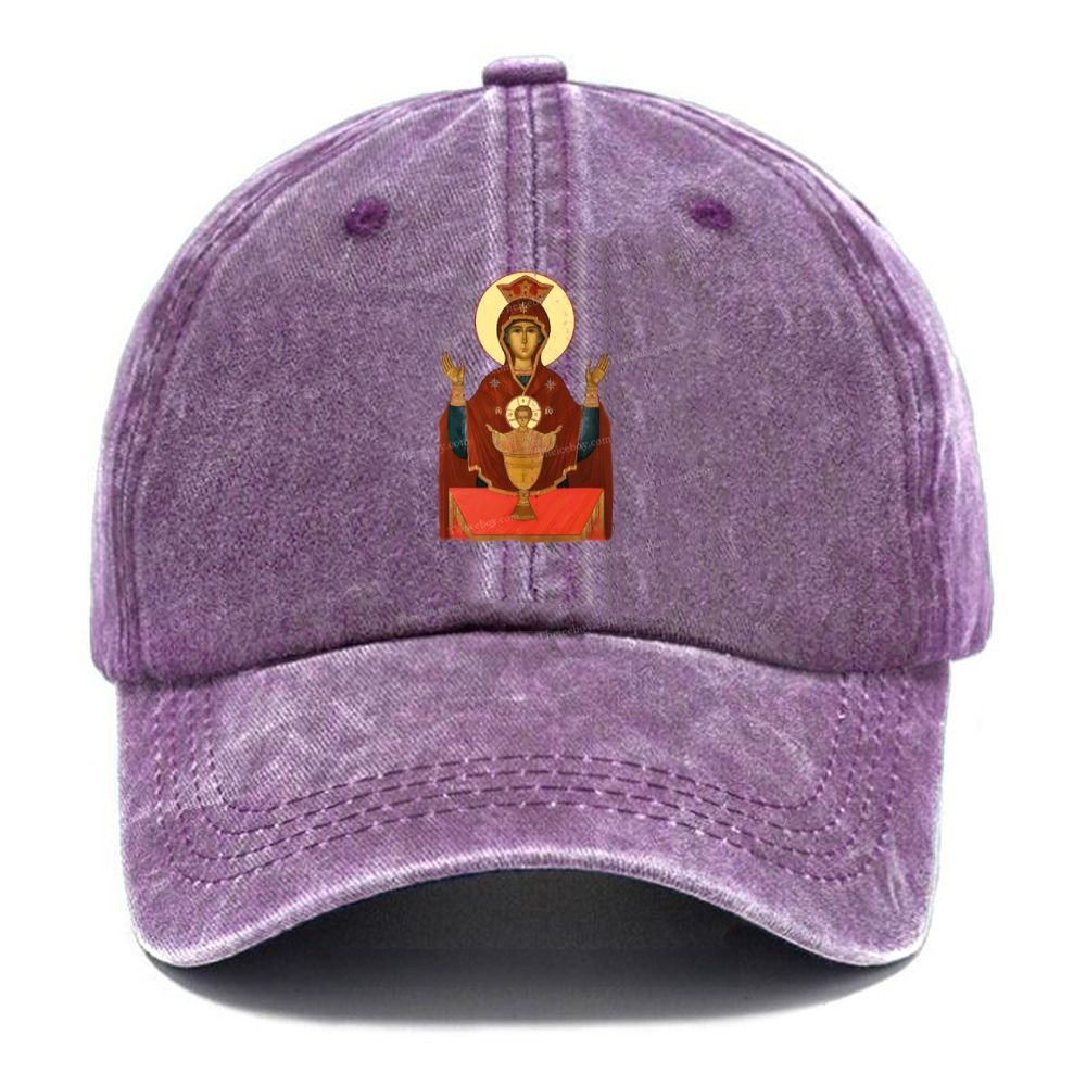 Orthodox Icon Of Virgin Mary Unisex Vintage Casual Washed Cap