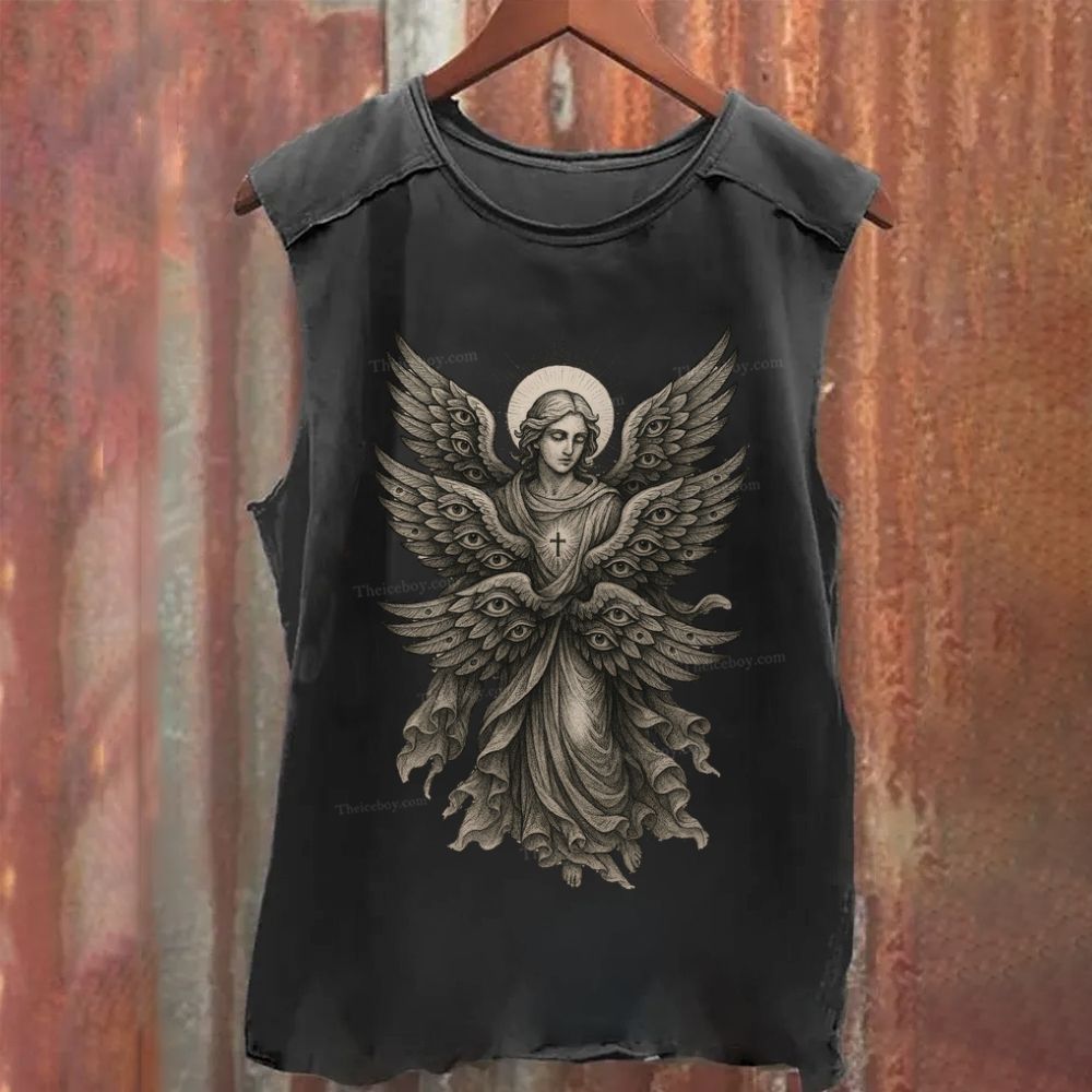 Angels with many eyes as described in the Bible Washed Tank Top