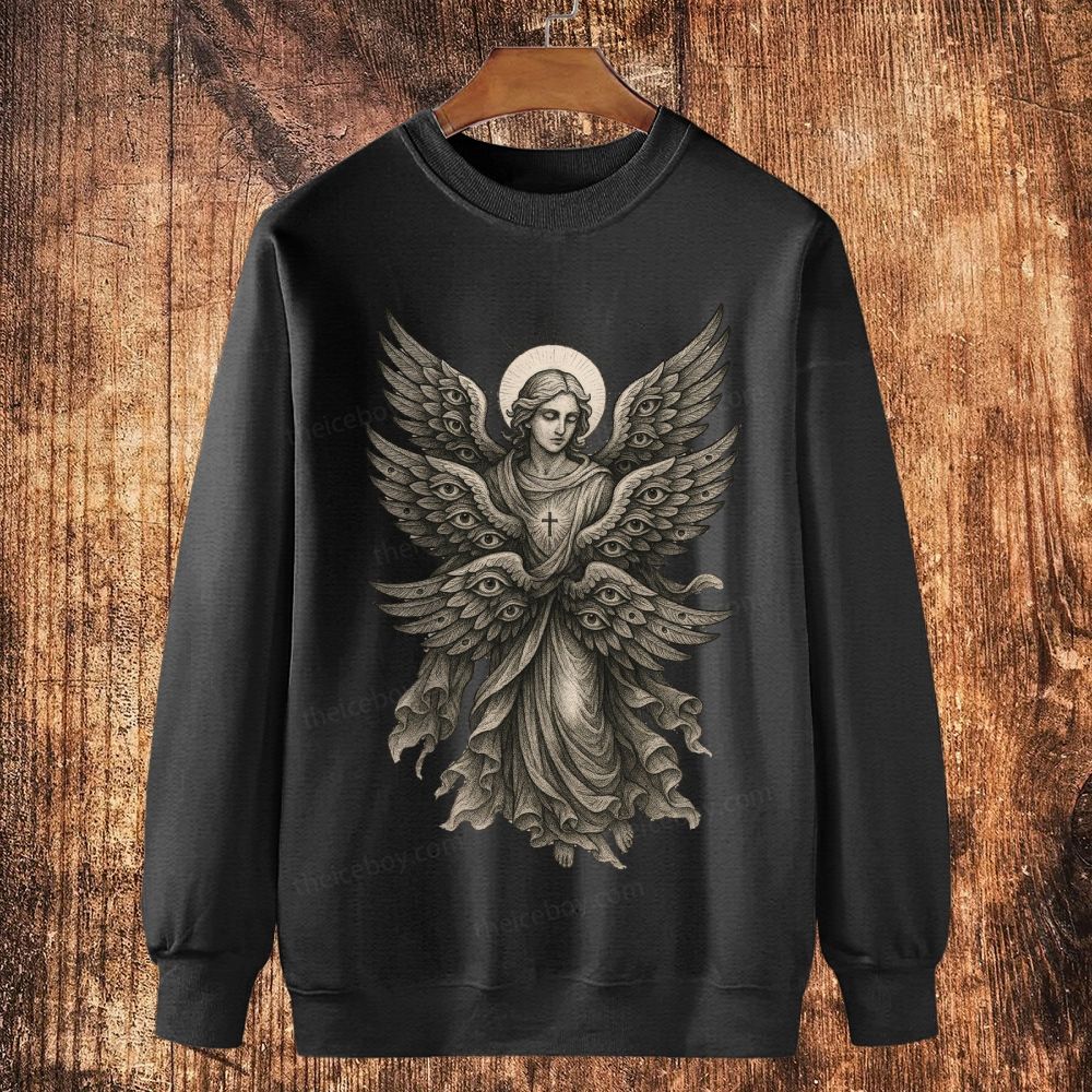 Angels with many eyes as described in the Bible Cotton Crewneck Sweatshirt