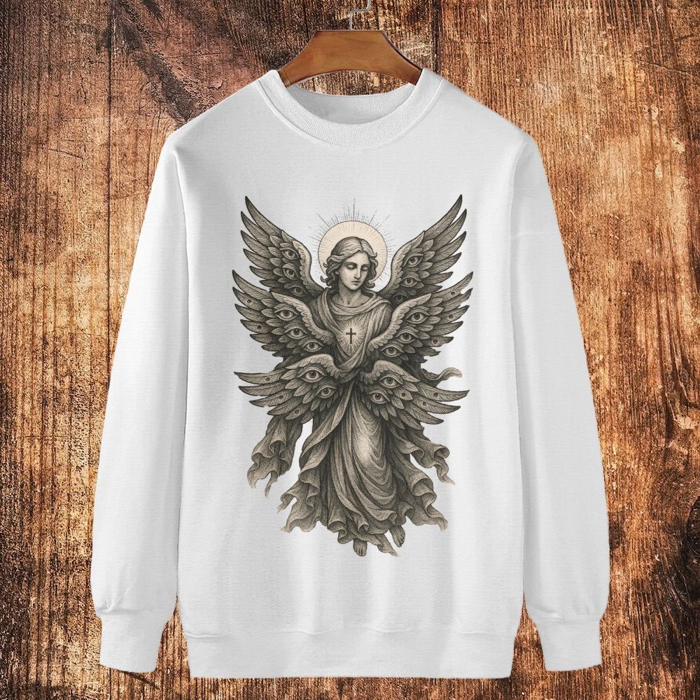 Angels with many eyes as described in the Bible Cotton Crewneck Sweatshirt