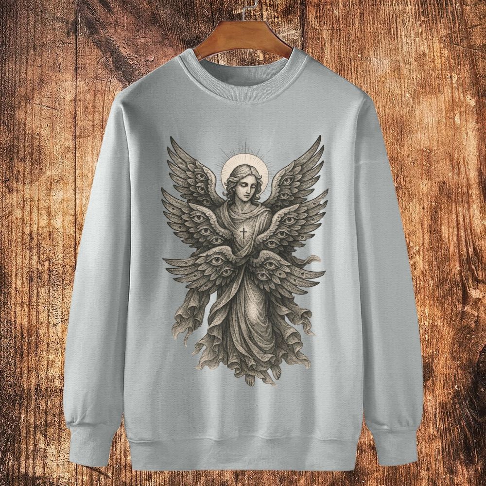 Angels with many eyes as described in the Bible Cotton Crewneck Sweatshirt
