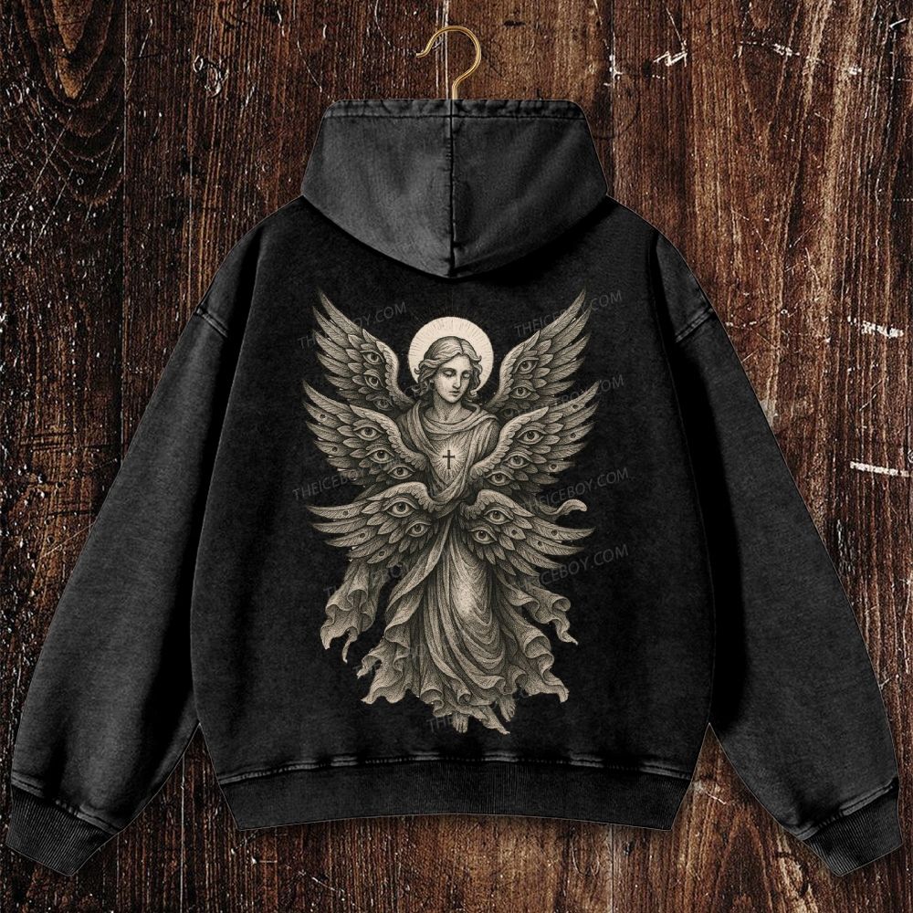 Angels with many eyes as described in the Bible Christian Washed Hoodie