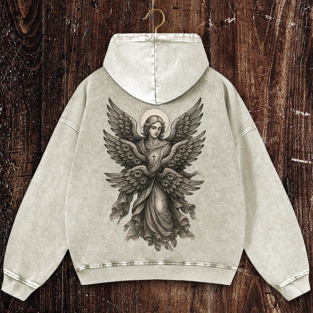 Angels with many eyes as described in the Bible Christian Washed Hoodie