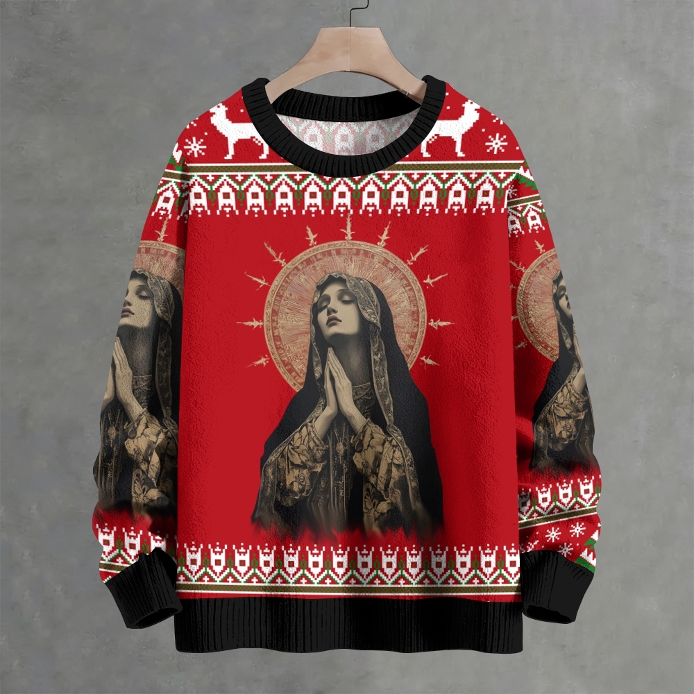 Stained Glass Madonna Crew Neck Sweater