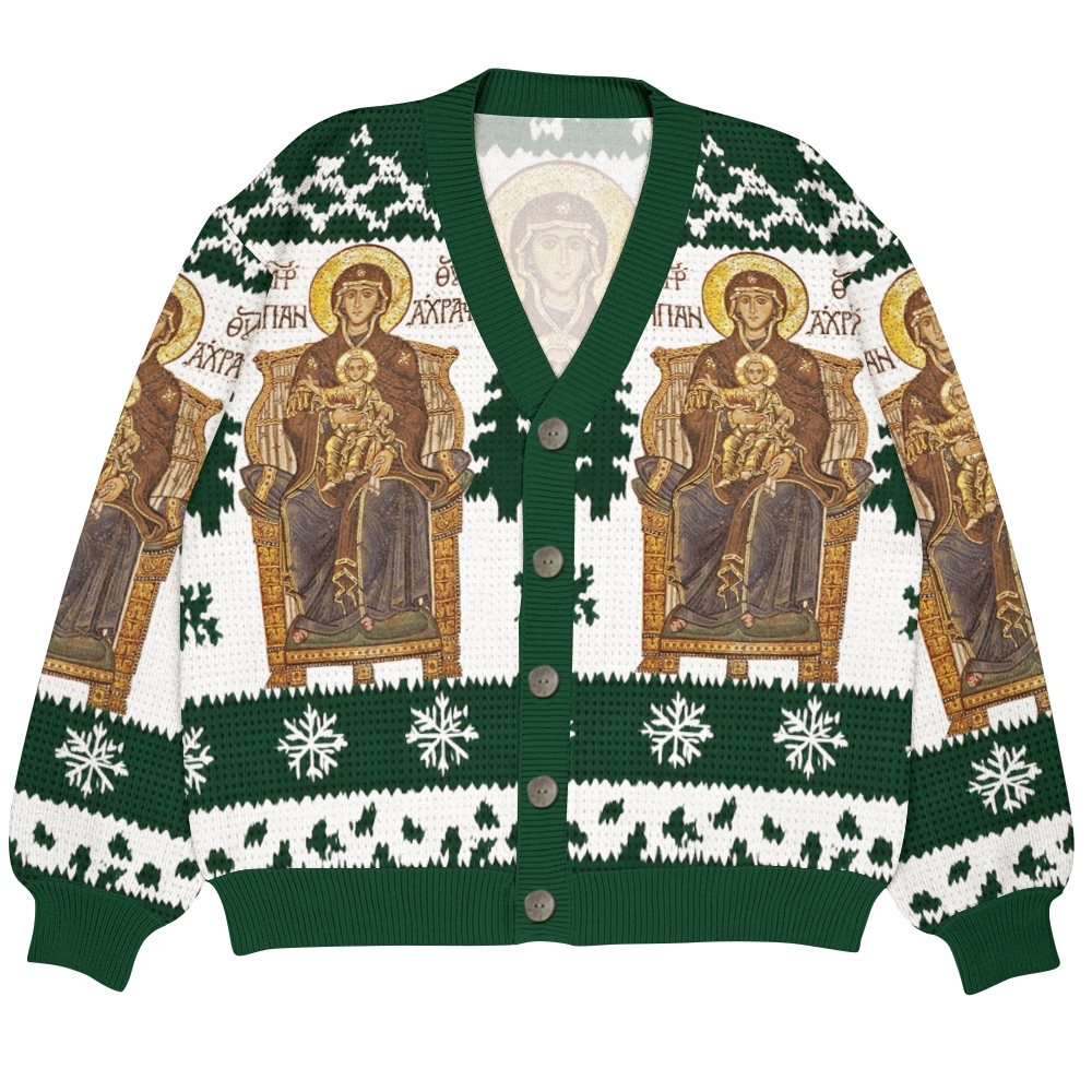 Virgin Mary Ugly Cardigan Sweater