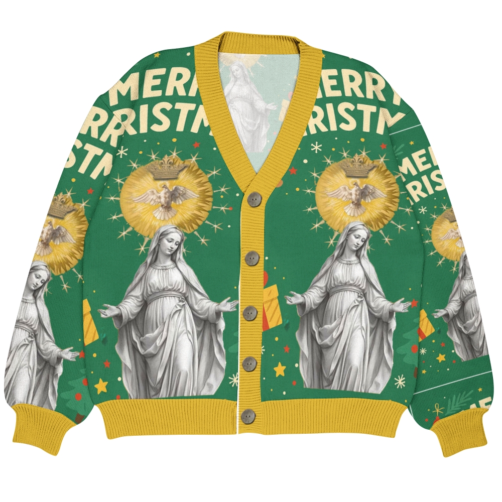 Ave Maria Christmas Ugly Cardigan Sweater