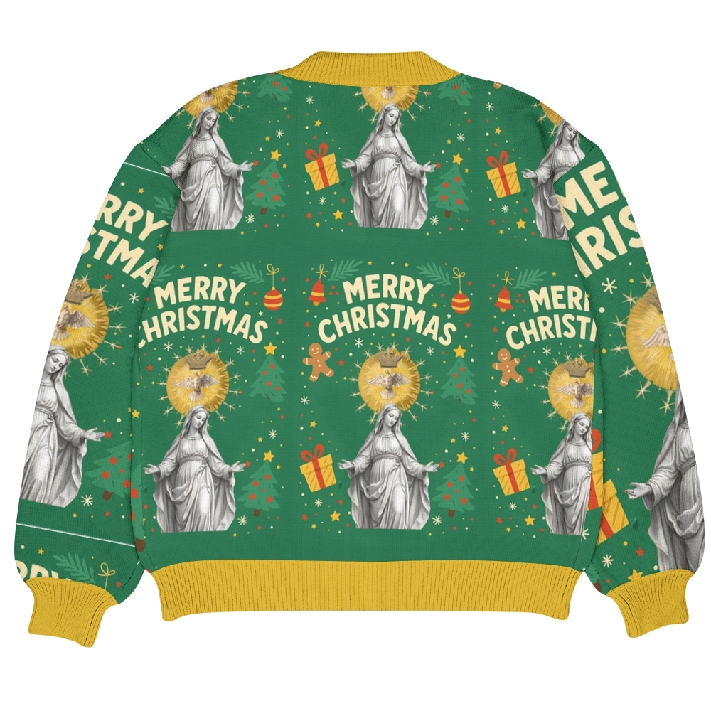 Ave Maria Christmas Ugly Cardigan Sweater