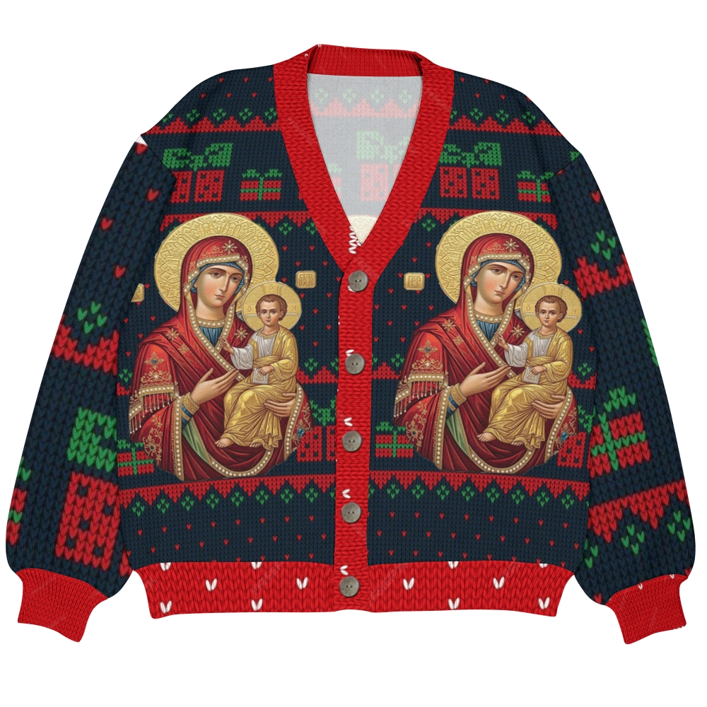 Chiristmas Mary Spouse Of The Holy Spirit Ugly Cardigan Sweater