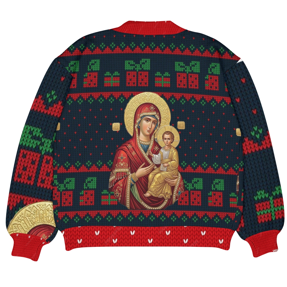 Chiristmas Mary Spouse Of The Holy Spirit Ugly Cardigan Sweater