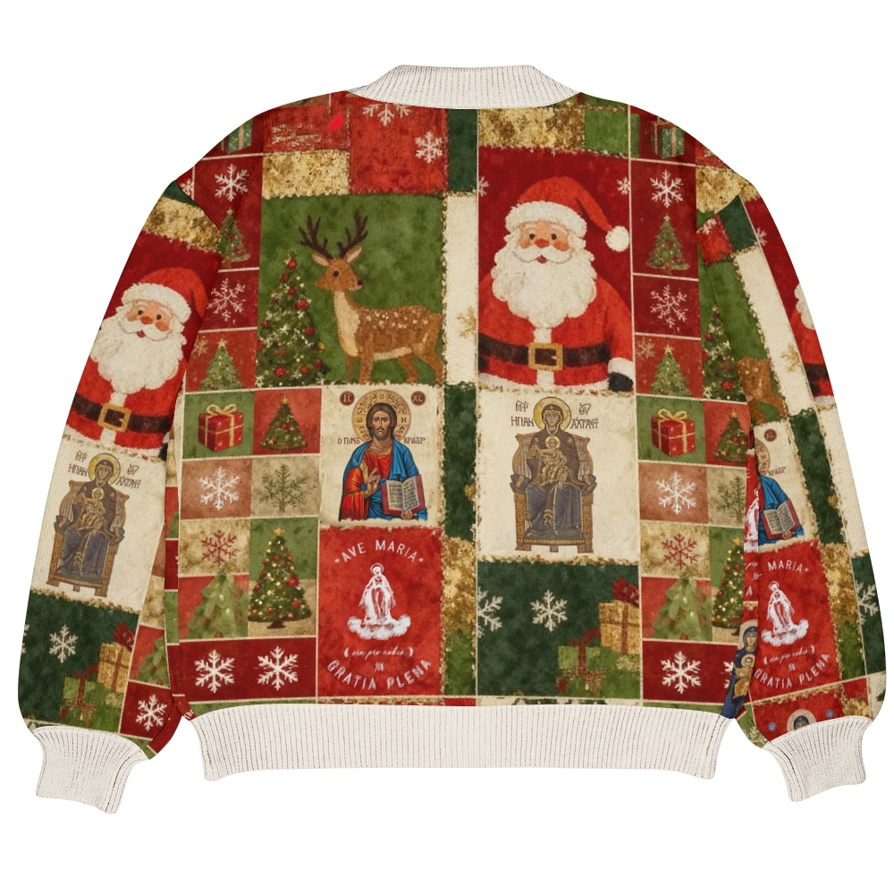 Christian Cross Christmas Ugly Cardigan Sweater