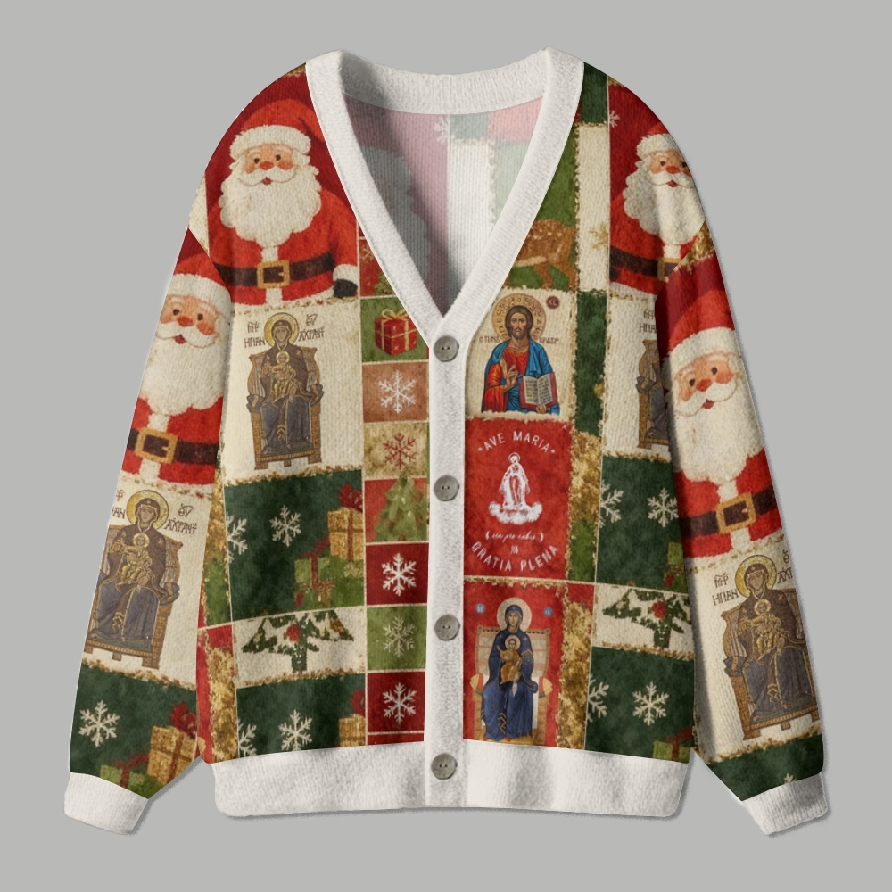 Christian Cross Christmas Ugly Cardigan Sweater