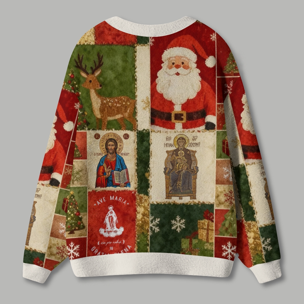 Christian Cross Christmas Ugly Cardigan Sweater