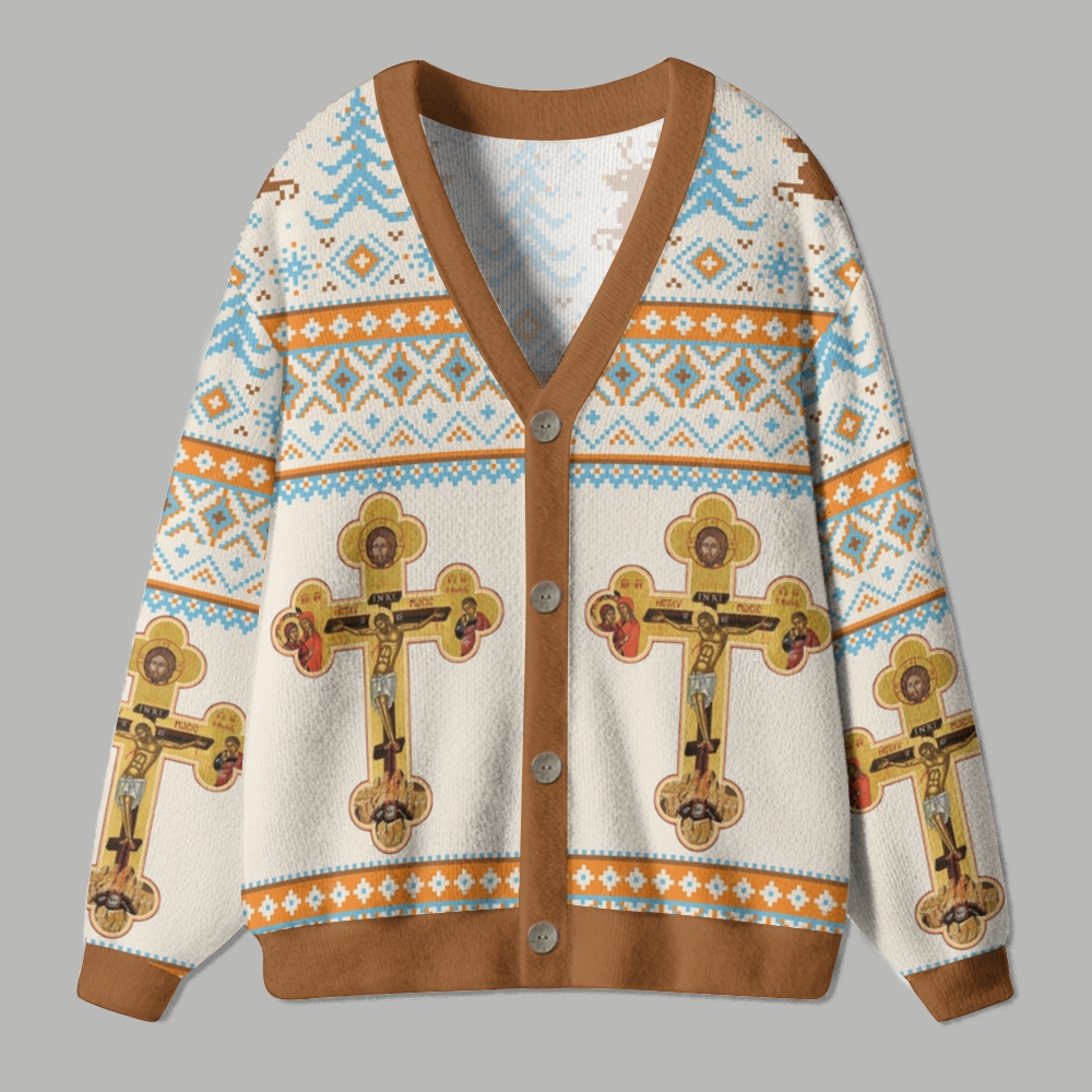 Orthodox Cross Ugly Cardigan Sweater
