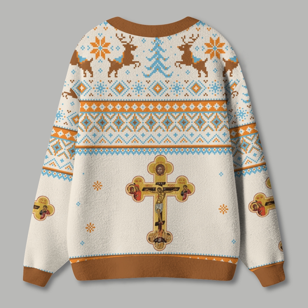 Orthodox Cross Ugly Cardigan Sweater