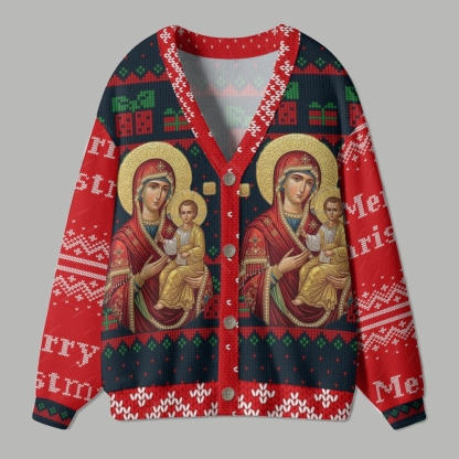 Chiristmas Mary Spouse Of The Holy Spirit Ugly Cardigan Sweater