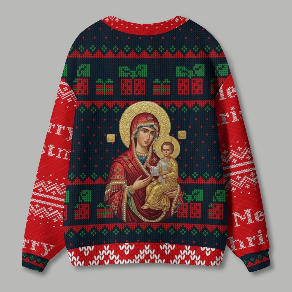 Chiristmas Mary Spouse Of The Holy Spirit Ugly Cardigan Sweater