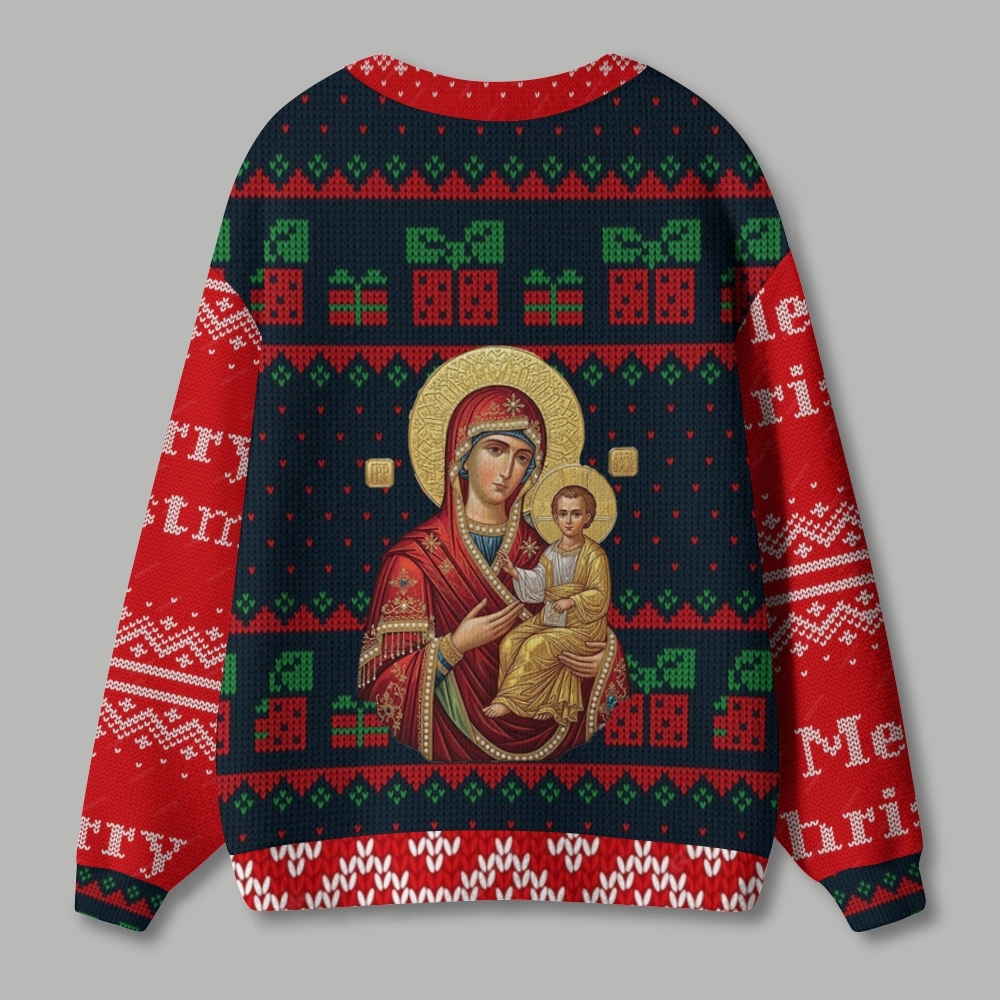 Chiristmas Mary Spouse Of The Holy Spirit Ugly Cardigan Sweater