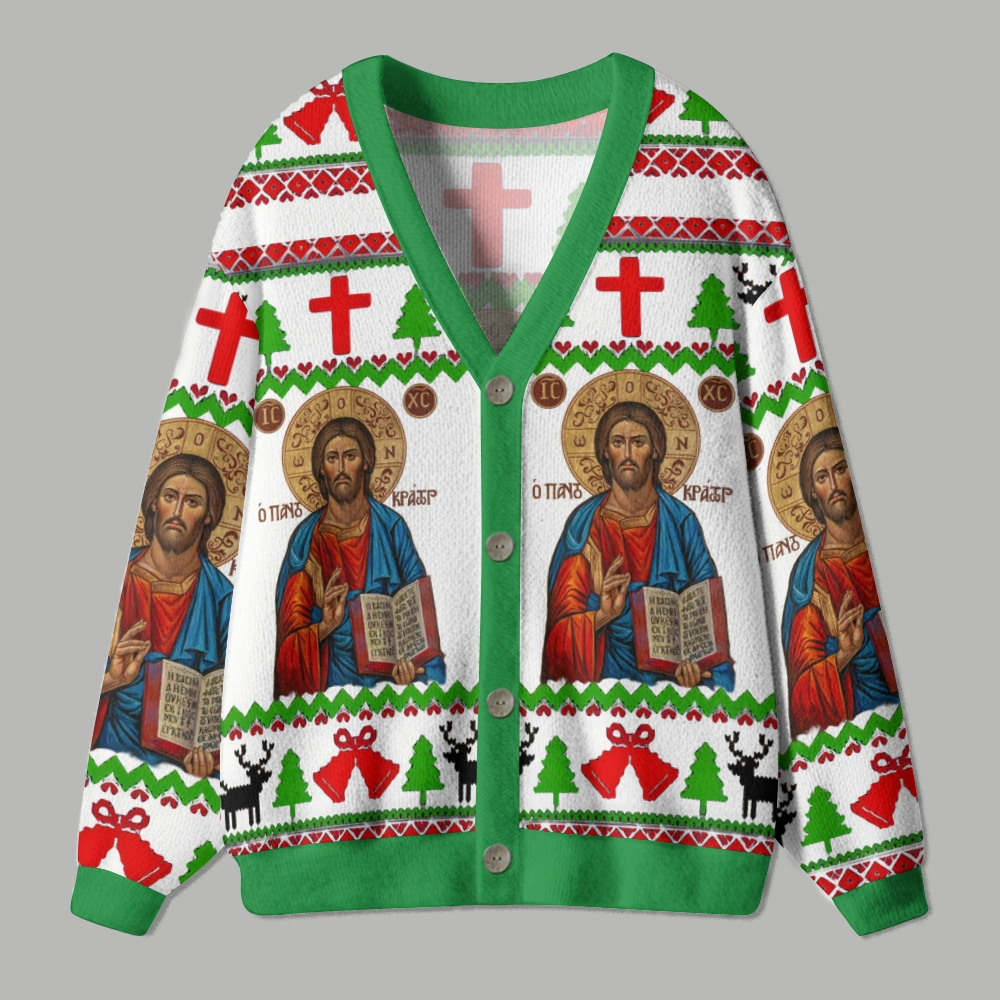 Orthodox Jesus Christ Ugly Christmas Ugly Cardigan Sweater
