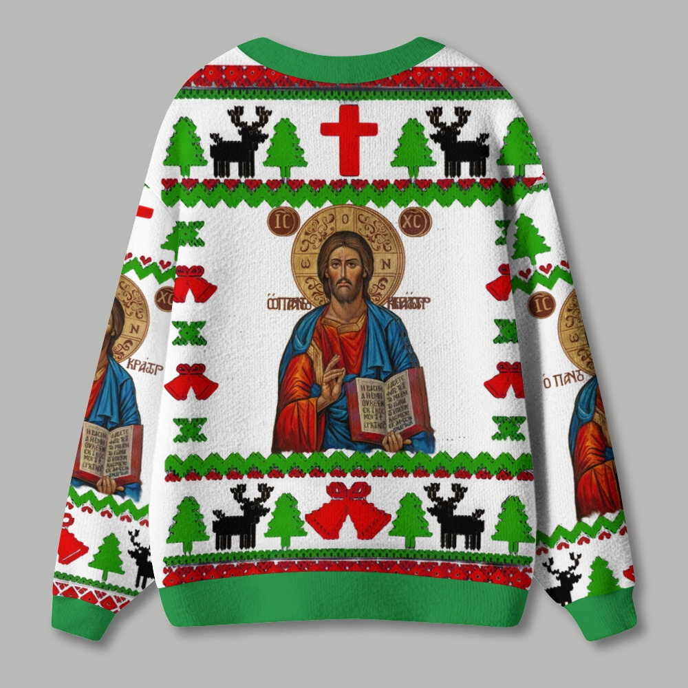 Orthodox Jesus Christ Ugly Christmas Ugly Cardigan Sweater