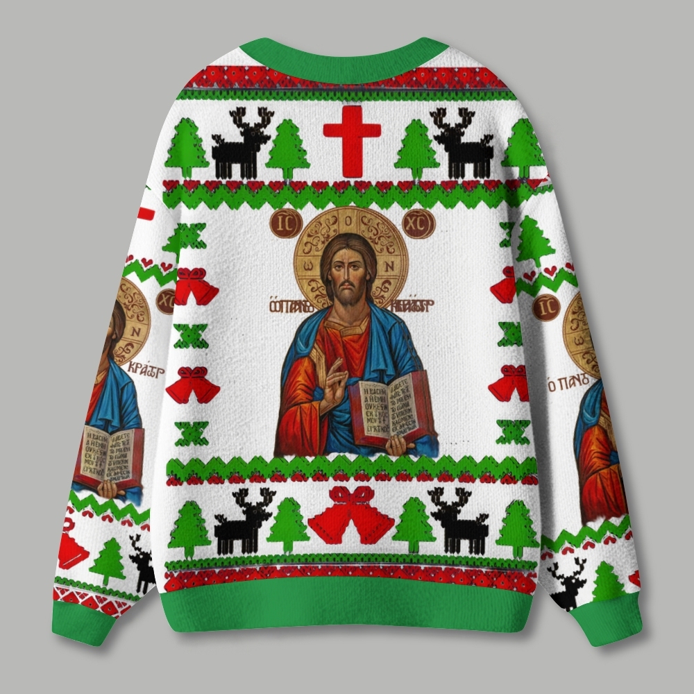 Orthodox Jesus Christ Ugly Christmas Ugly Cardigan Sweater
