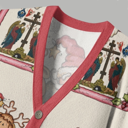 Santa Claus And Rindeer Ugly Cardigan Sweater