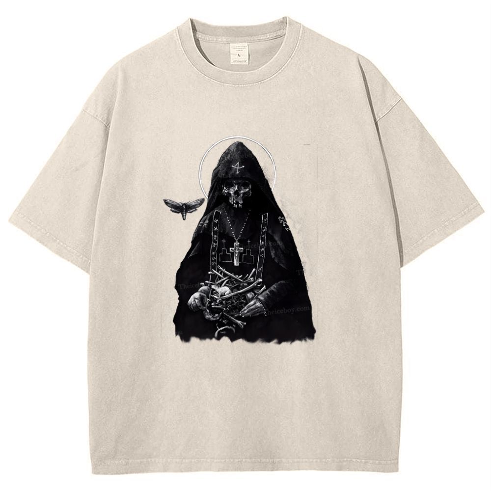 Holy Orthodox skull Snowflake Vintage Cotton T-Shirt
