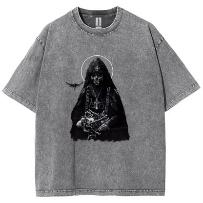 Holy Orthodox skull Snowflake Vintage Cotton T-Shirt
