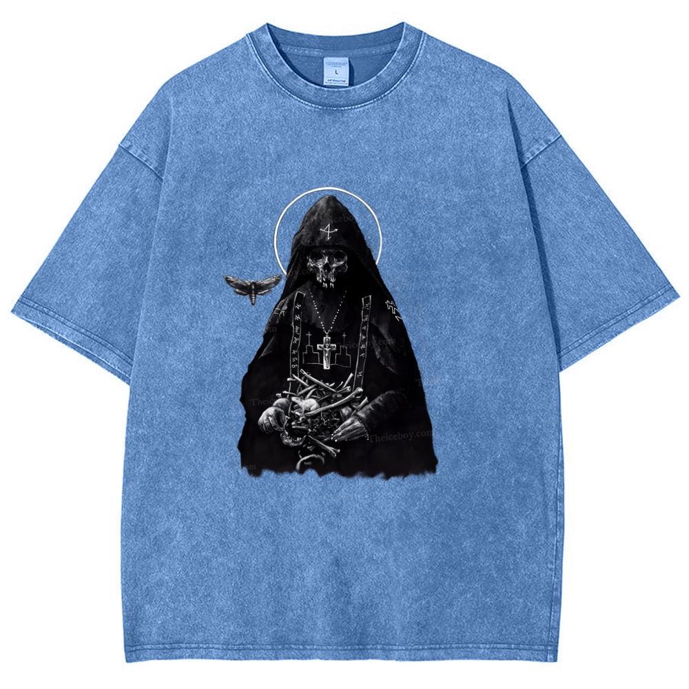 Holy Orthodox skull Snowflake Vintage Cotton T-Shirt